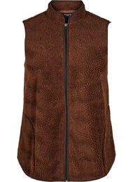 Teddy fleece vest med glidelås og lommer, Hot Fudge
