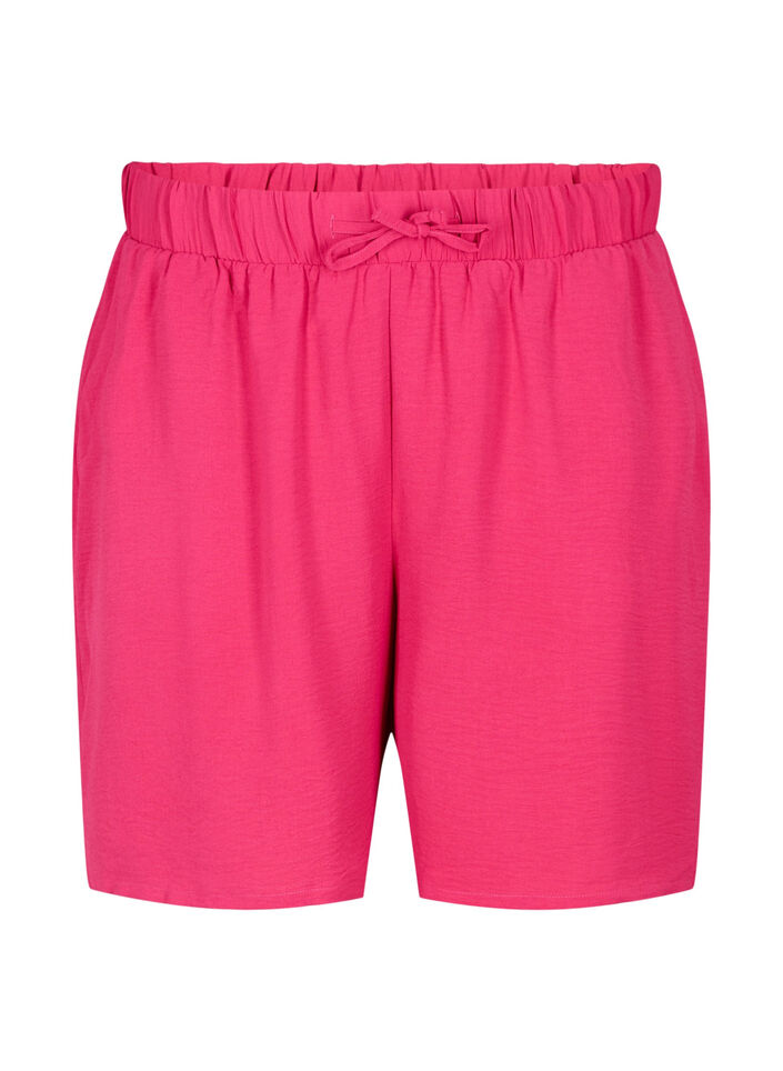 Shorts med lommer og elastisk linning, Rosa, Packshot image number 0