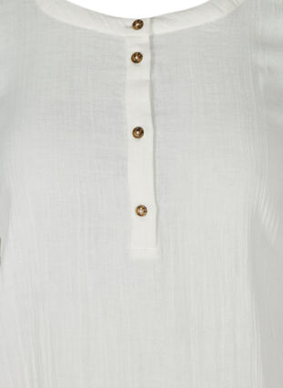 Bomullskjole med knapper og 3/4-ermer, Bright White, Packshot image number 2
