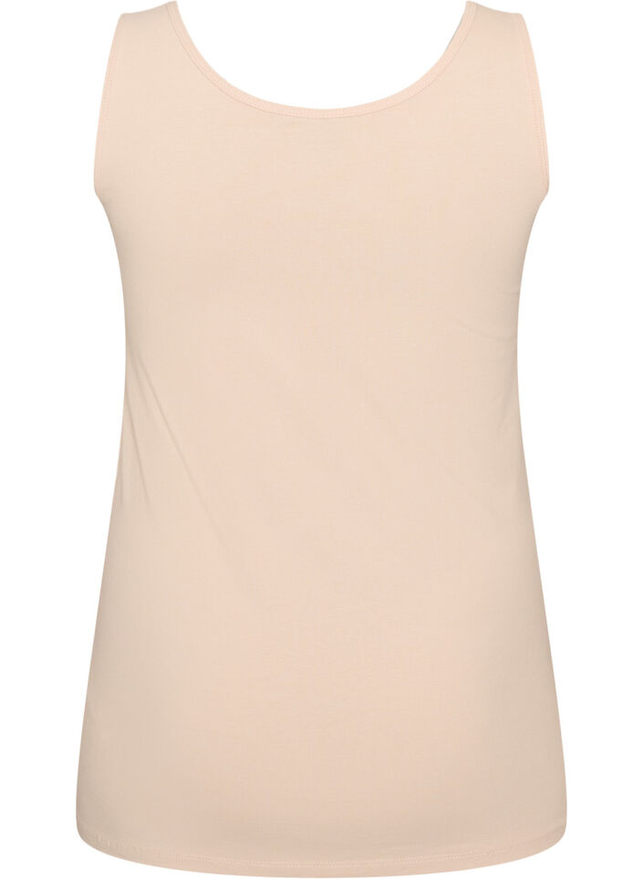 Ensfarget basic topp i bomull, Beige, Packshot image number 1