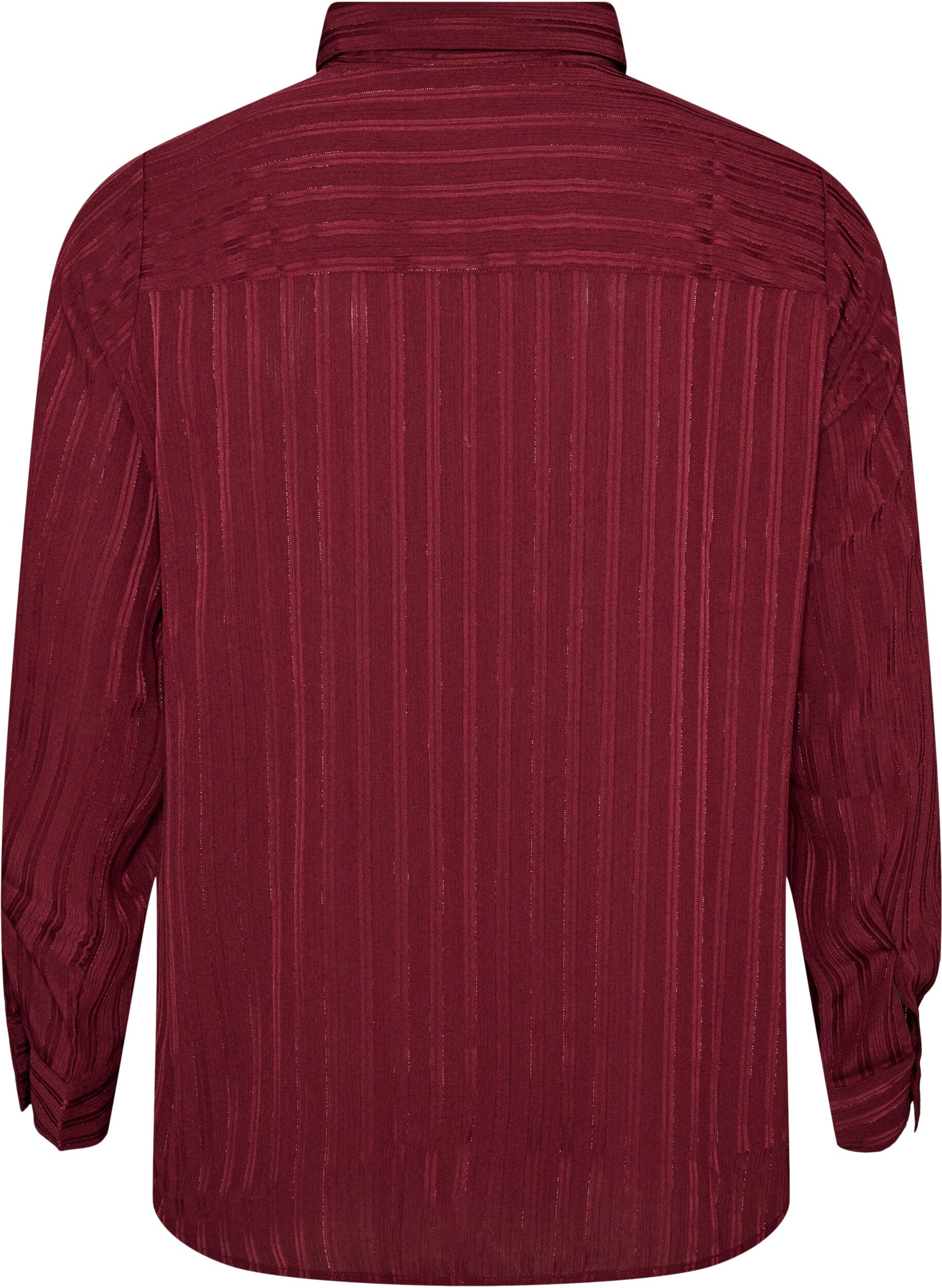 ZizziSkjorte med teksturerte striper og glittertr&aring;der, R&oslash;d, Packshot image number 1