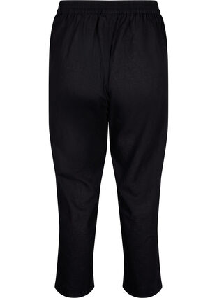 Ledig bukse i lin- og bomullsblanding, Black, Packshot image number 1