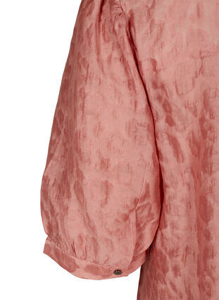Bluse med 2/4-puffermer og ton-i-ton mønster, Rose Smoke, Packshot image number 3