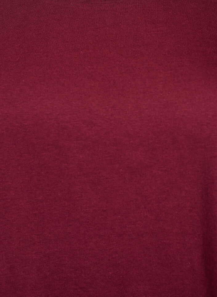 Kortermet T-skjorte i bomullsblanding, M&oslash;rk Bordeaux, Packshot image number 2