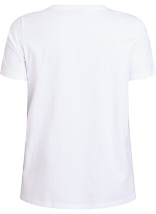 Zizzi Bomulls-t-skjorte med fronttrykk, Hvit, Packshot image number 1