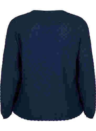 Mønstrete strikkegenser med V-hals, Navy Blazer, Packshot image number 1