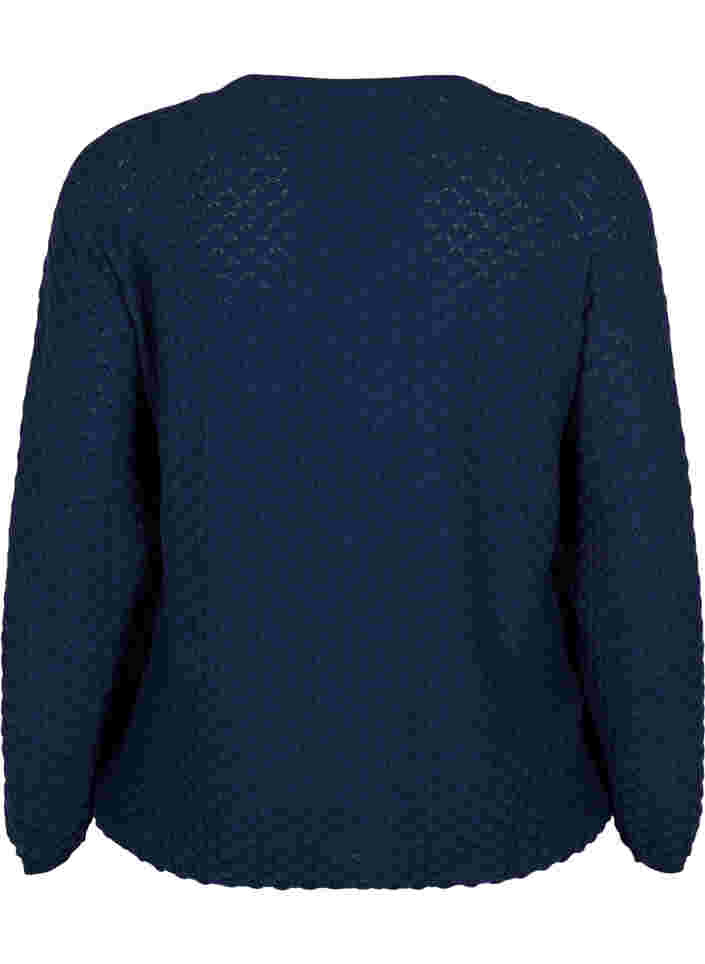 Mønstrete strikkegenser med V-hals, Navy Blazer, Packshot image number 1