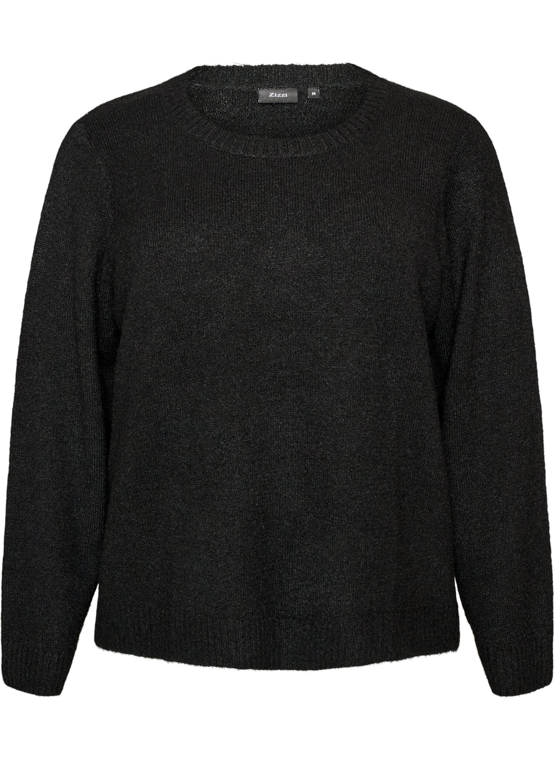 ZizziLoose fit genser med rund hals, Svart, Packshot image number 0