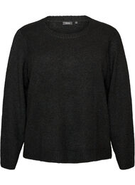 Loose fit genser med rund hals, Svart