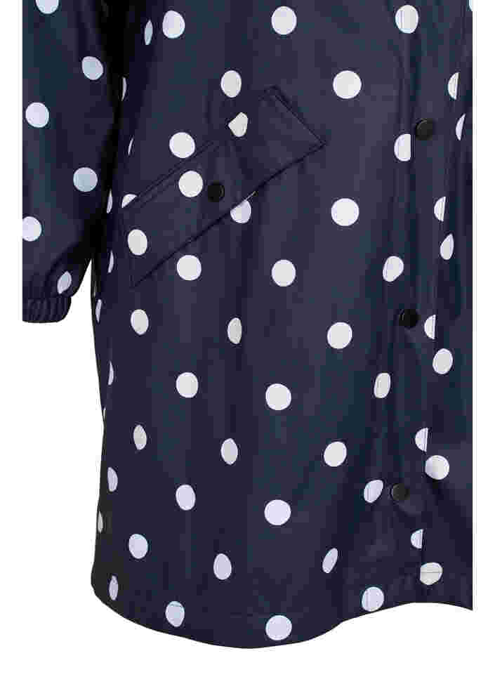 Mønstrete regnjakke med hette, Navy Blazer W/Dots, Packshot image number 3