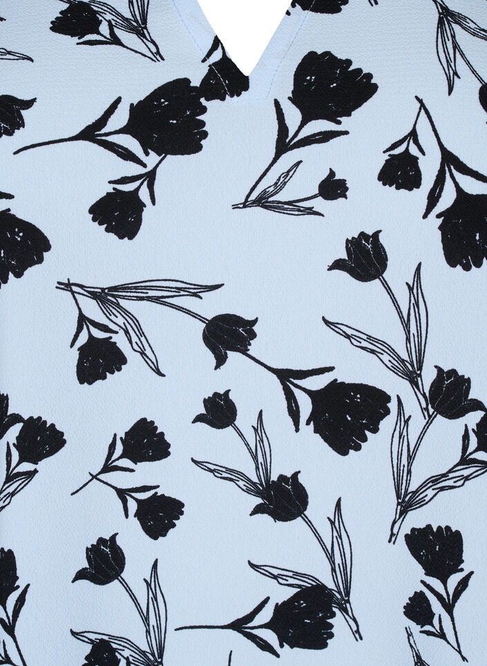 Bluse med V-hals og sløyfetrykk, Cashmere Blue Flower, Packshot image number 2