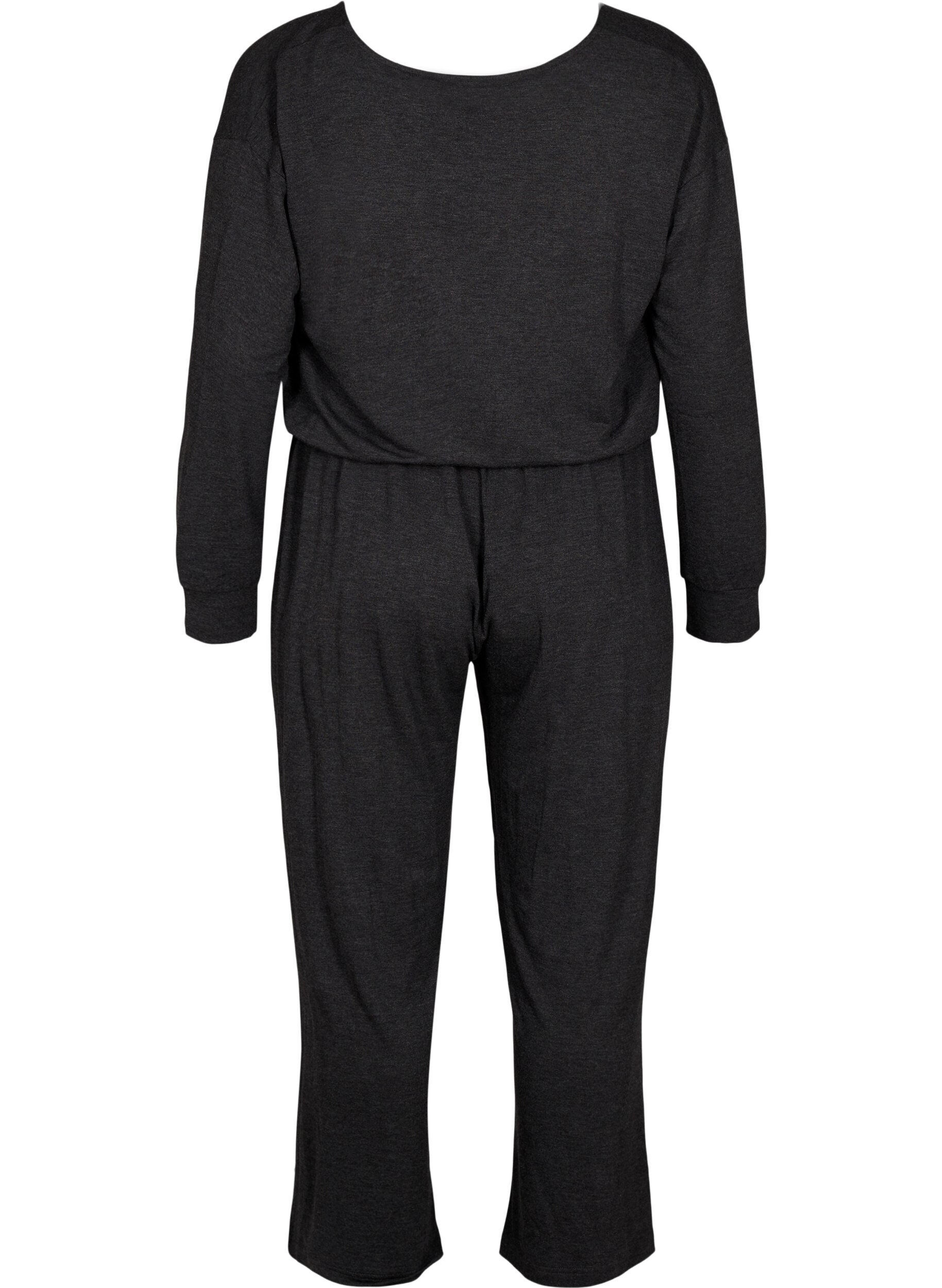 Zizzi Jumpsuit med omslag og knyteb&aring;nd, Dark Grey Melange, Packshot image number 1