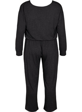 Zizzi Jumpsuit med omslag og knytebånd, Dark Grey Melange, Packshot image number 1