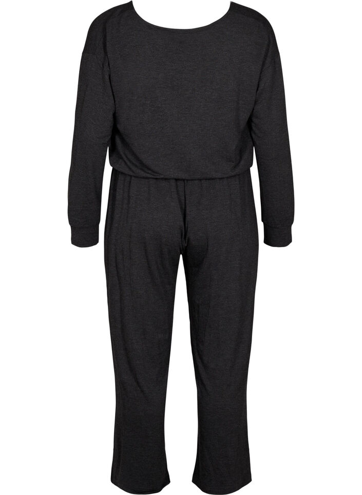 Jumpsuit med omslag og knytebånd, Dark Grey Melange, Packshot image number 1
