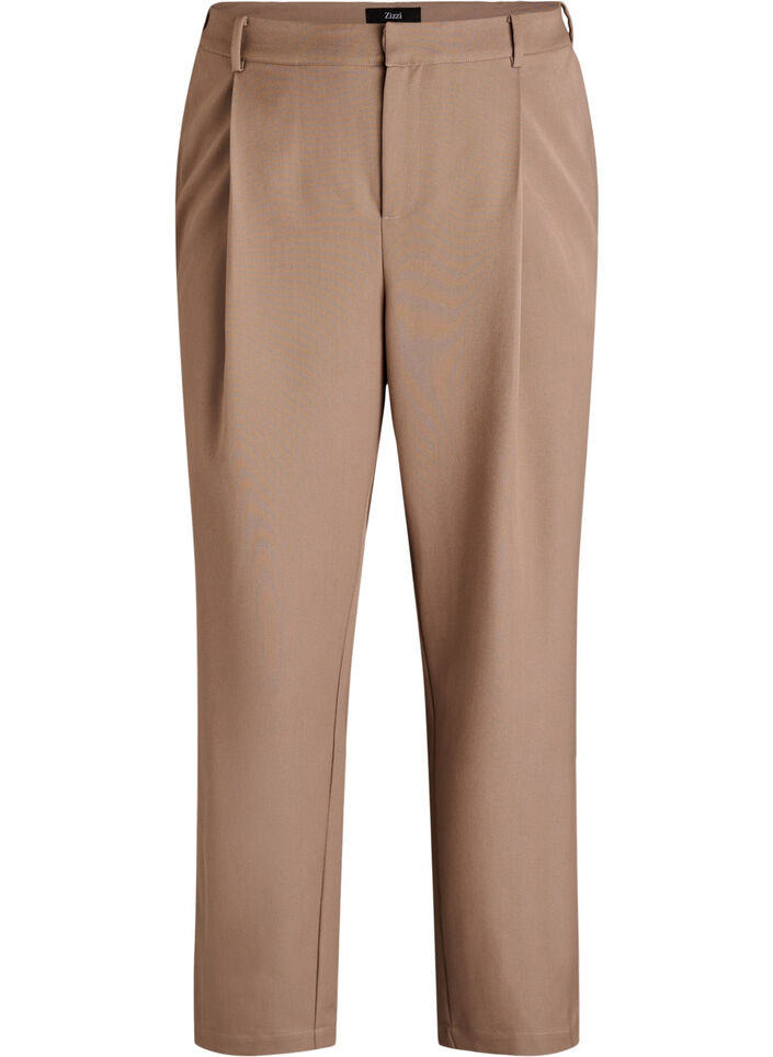 Høytlivs dressebukser med rette ben, Brun, Packshot image number 0