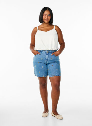 Zizzi Topp med bølgete fold, Vanilje, Model image number 1