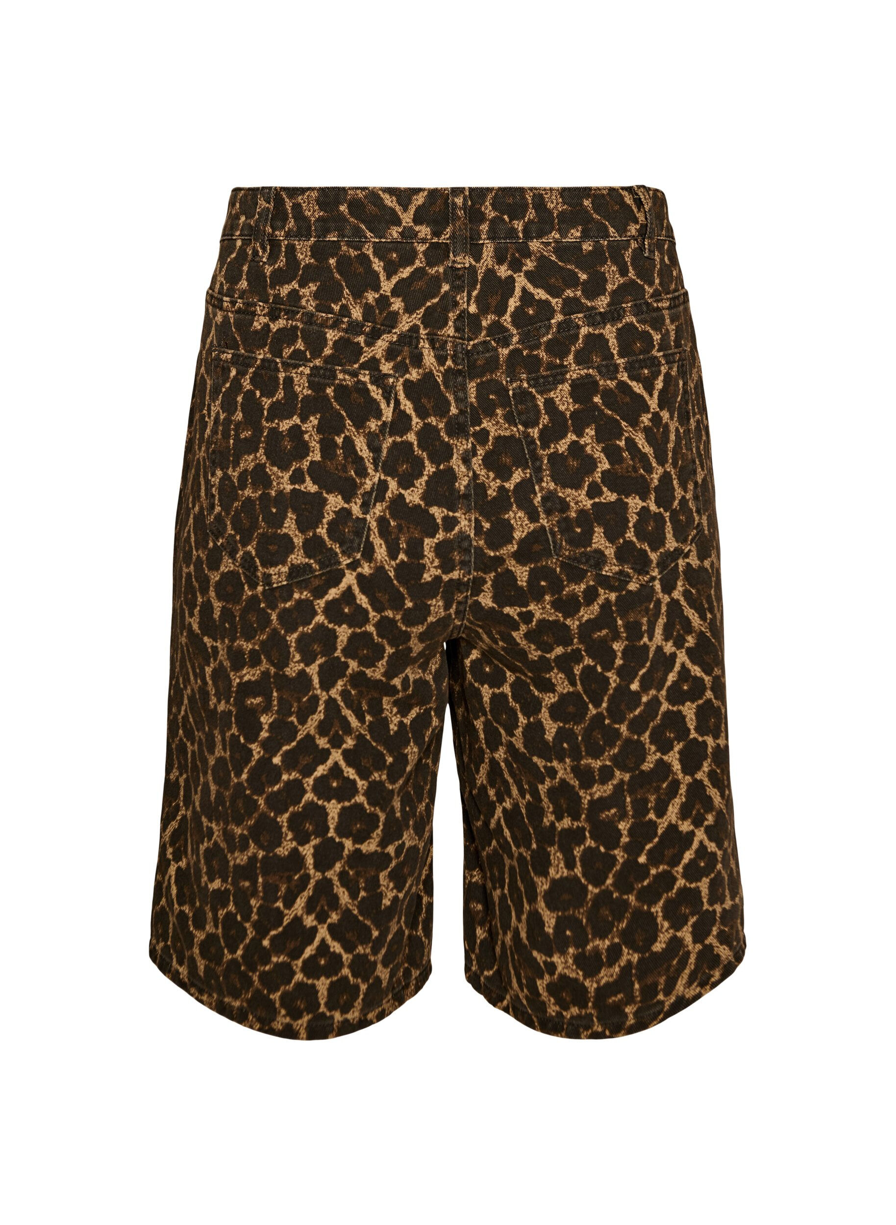 Zizzi Leopardm&oslash;nstret denim Bermudashorts, Brun, Packshot image number 1
