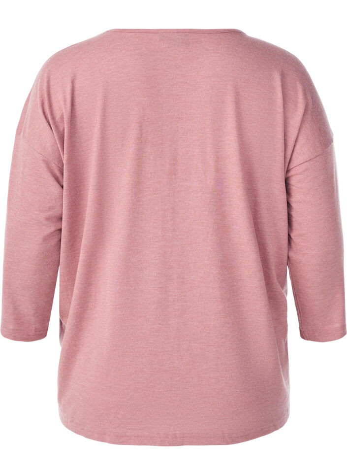 Jersey bluse med 3/4 ermer, Rosa, Packshot image number 1