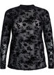 Bluse i mesh med blomstertrykk, Svart, Packshot image number 0