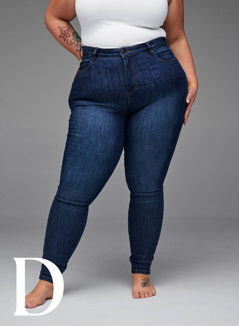 Supersmale jeans med høy midje, Dark Blue, Model