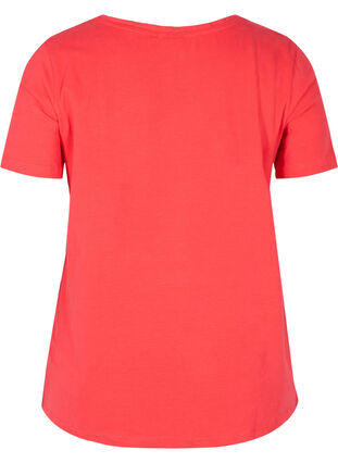 Ensfarget basis T-skjorte i bomull, Hibiscus, Packshot image number 1