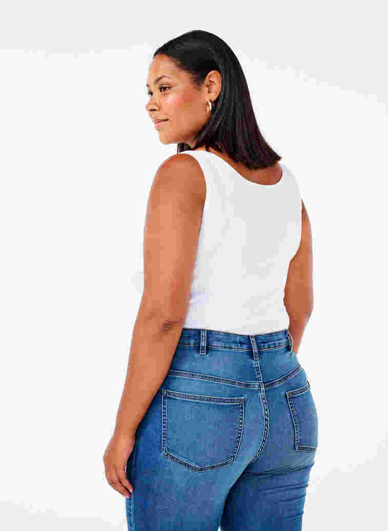Ensfarget basistopp i bomull, Bright White, Model