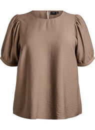 Viskose bluse med 1/2 ermer, Brun