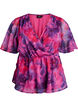 Bluse i blomstrete chiffon med korte ermer, R&oslash;d, Packshot image number 0