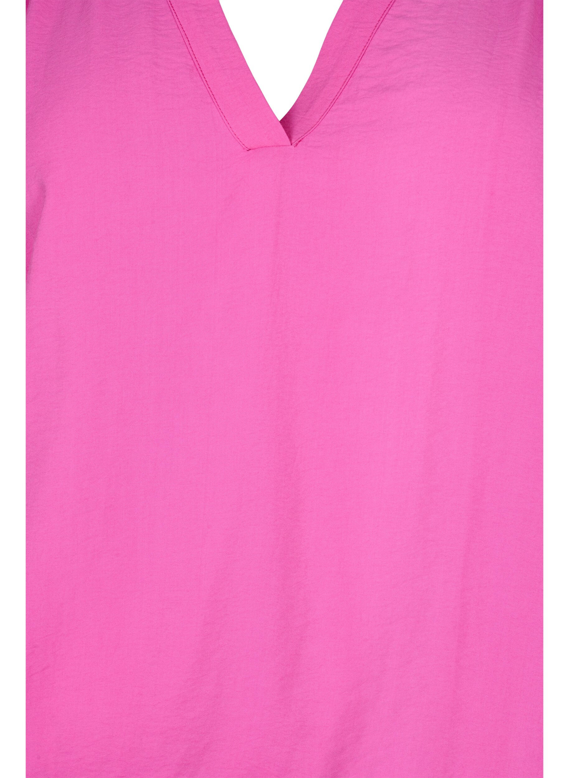 Zizzi Viskosebluse med V-hals, Raspberry Rose, Packshot image number 2