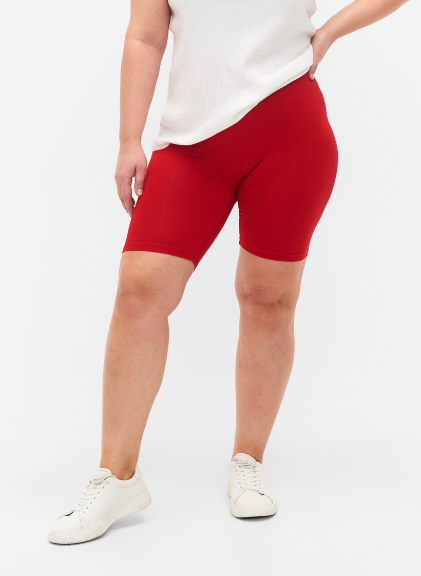Ensfargede standard sykkelshorts, R&oslash;d, Model image number 0