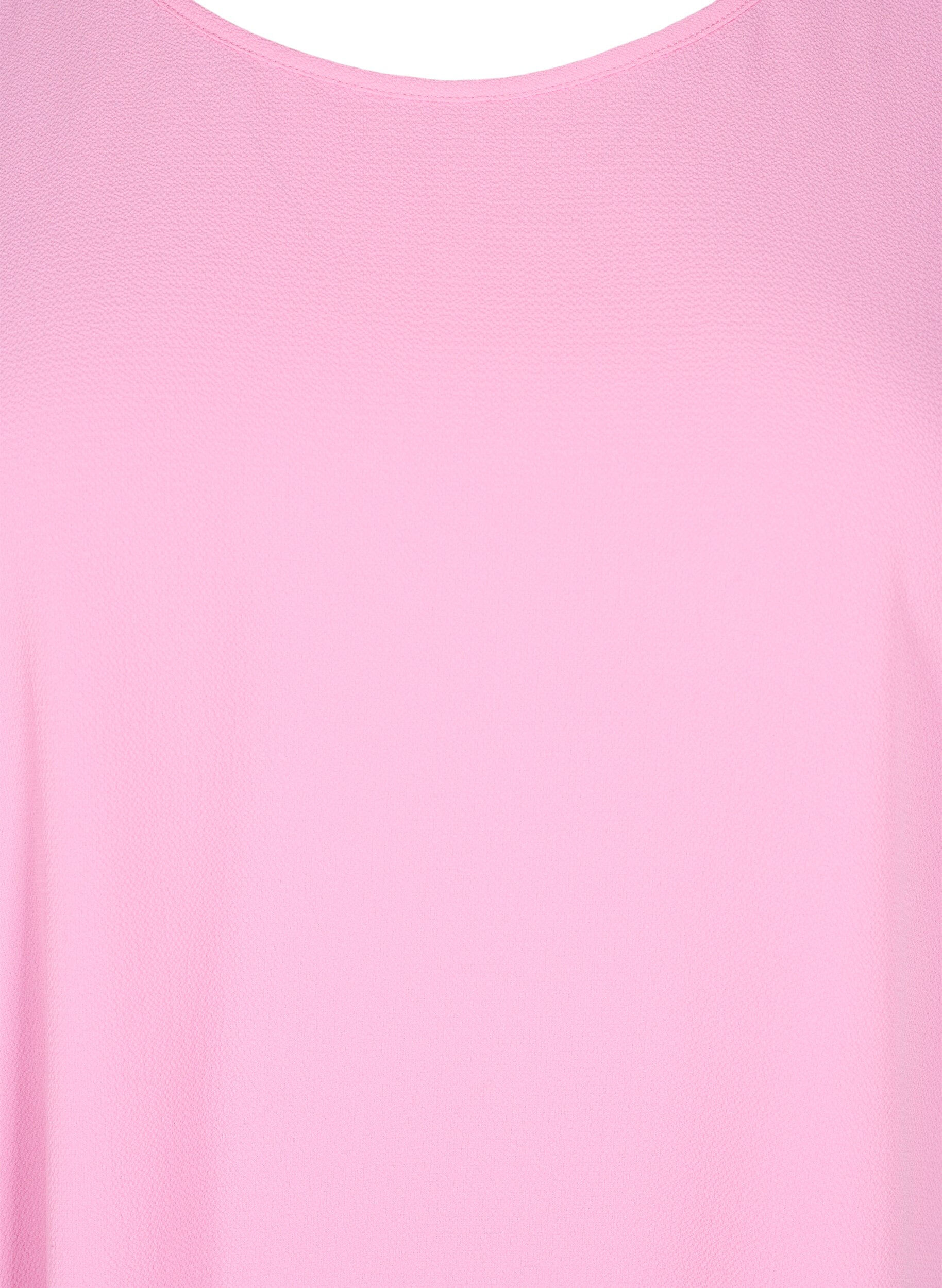 ZizziBluse med korte ermer og rund hals, Rosa, Packshot image number 2