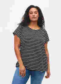 T-skjorte i bomull med striper, Black W. Stripe, Model