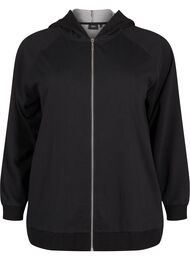 Sweat-cardigan med hette og lommer, Black