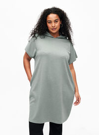 Kortermet kjole i modalblandet sweatshirtkvalitet., Chinois Green, Model