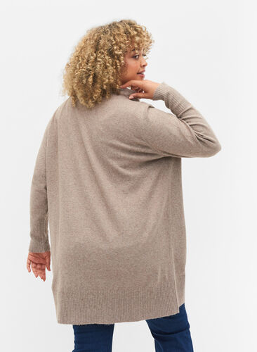 Melert strikket cardigan med lommer, Fungi Mel., Model image number 1
