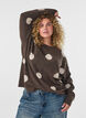 Strikkebluse med prikket m&oslash;nster, Brun, Model image number 0