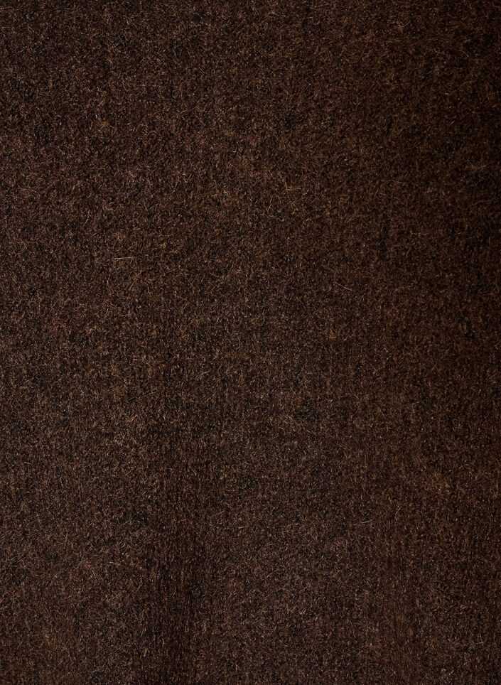 Strikkebluse med V-hals og raglanermer, Brun, Packshot image number 2