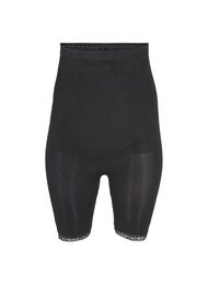 Shapewear shorts med høyt liv og blondekant, Black