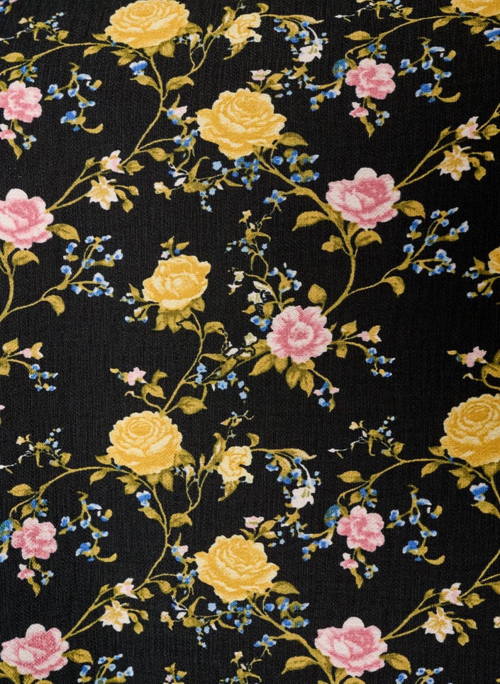 M&oslash;nstret viskosebluse med 3/4-ermer, Svart, Packshot image number 2