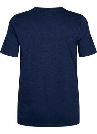 Kortermet basic t-skjorte med v-hals, Navy Blazer, Packshot image number 1
