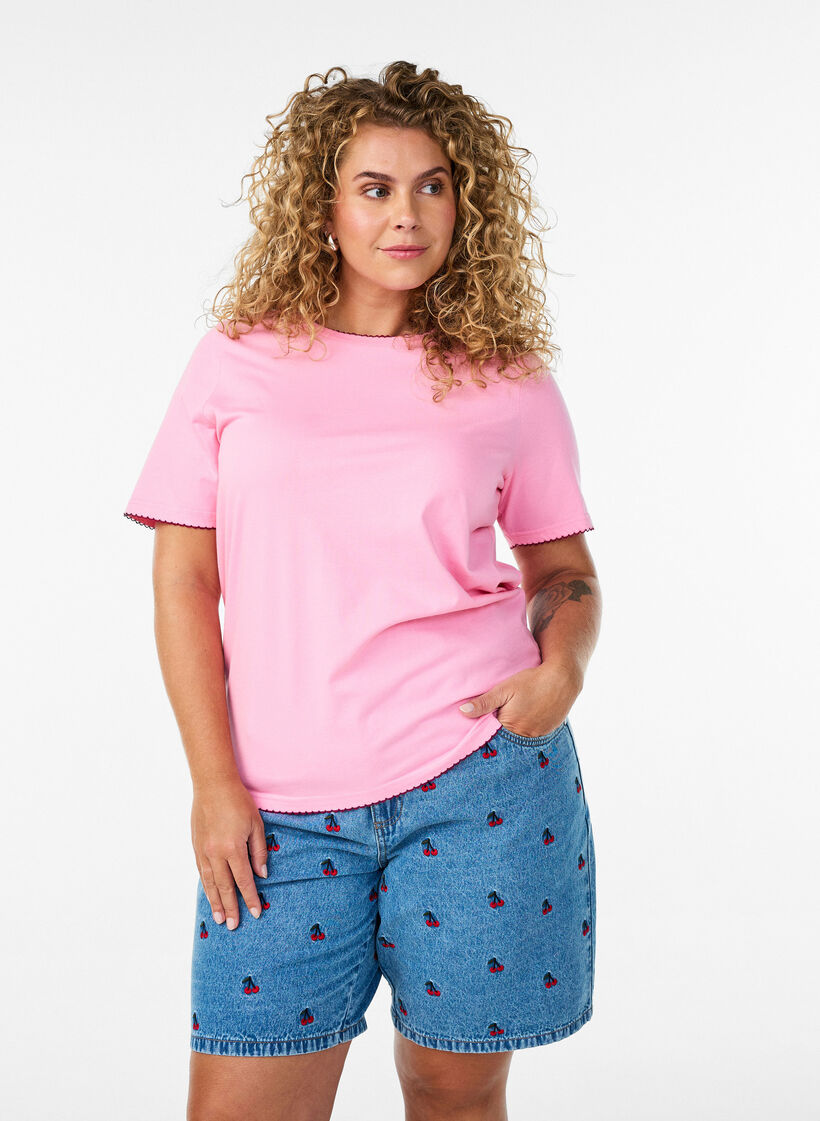 Broderte denimshorts, Bl&aring;, Model image number 0