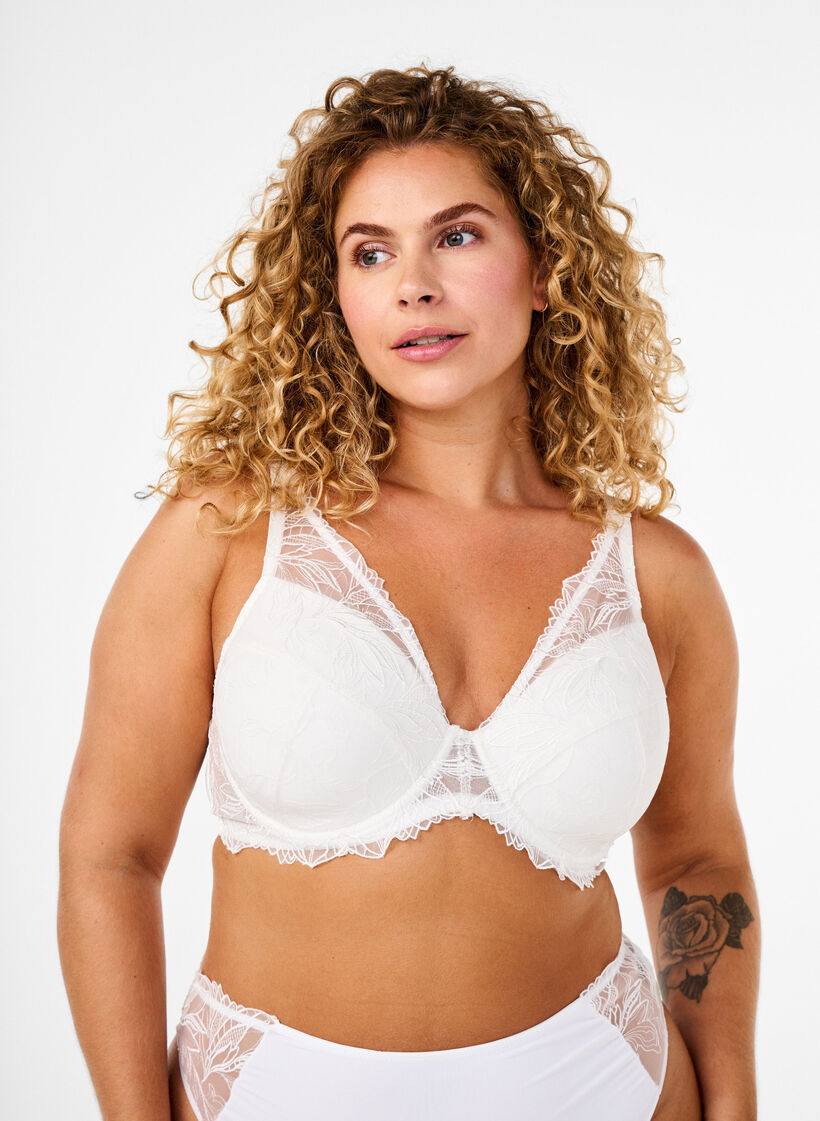 Vattert blonde-BH med spiler, Hvit, Model image number 0