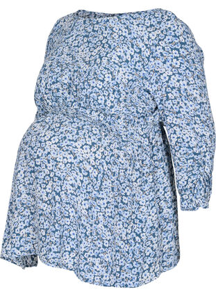 Zizzi Viskosebluse til gravide med blomstermønster, Blue Flower AOP, Packshot image number 0