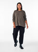 Langermet bluse med tekstur, Brun, Model image number 1