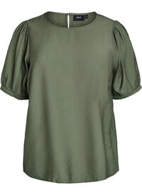 Viskose bluse med 1/2 ermer, Grønn Viskose bluse med 1/2 ermer