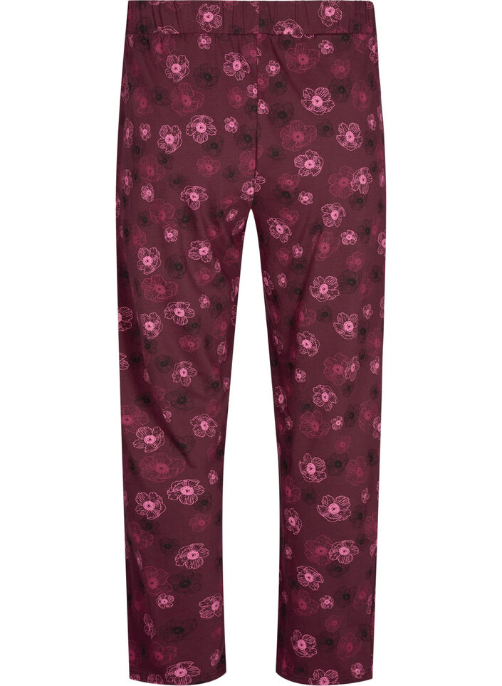 Bomull Pyjamas bukser med utskrift, M&oslash;rk Bordeaux, Packshot image number 1