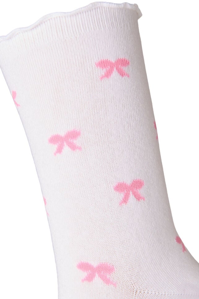 Bomullssokker med m&oslash;nstre, Hvit, Packshot image number 2