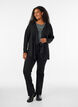 &Aring;pen cardigan i teksturert jersey, Svart, Model image number 1