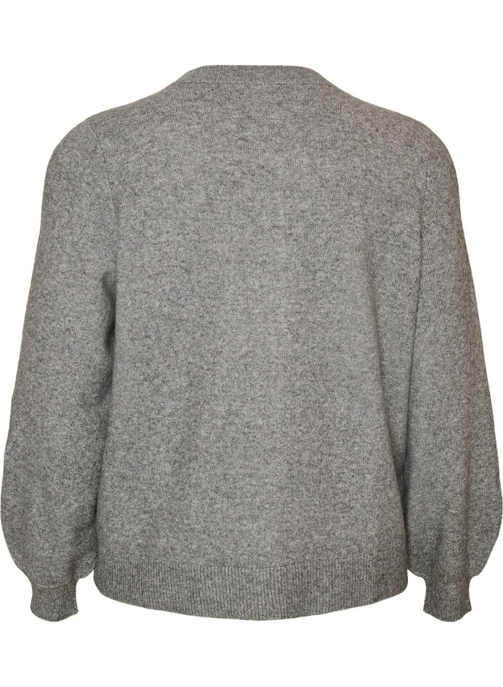Cardigan i myk strikk med gullfargede knapper, Gr&aring;, Packshot image number 1