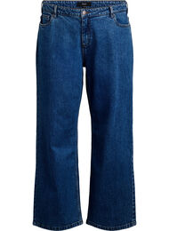 Jeans med vide ben og h&oslash;y midje, Bl&aring;